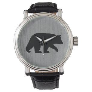 Zwarte beren silhouet horloge