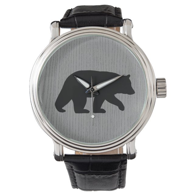 Zwarte beren silhouet horloge (Voorkant)