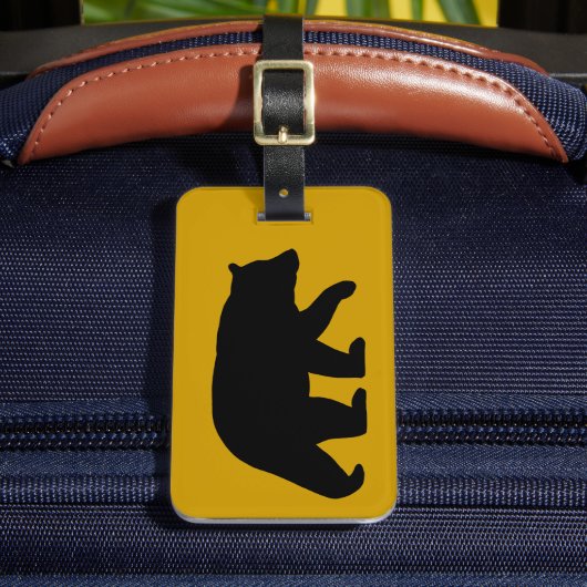 Zwarte beren silhouet met aanpasbare tekst bagagelabel (Voorkant Insitu 2)