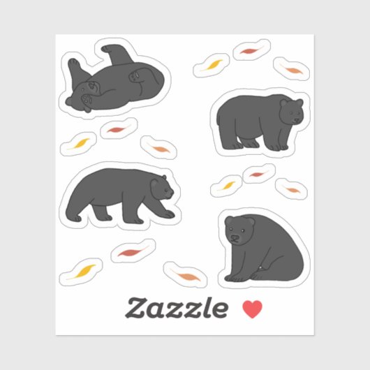 Zwarte Beren Sticker (Vel)