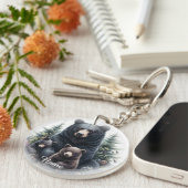 Zwarte Beren te midden van bosrijke omgeving Sleutelhanger (Voorkant Rechts)