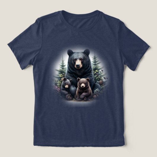 Zwarte Beren te midden van bosrijke omgeving Tri-Blend Shirt (Design voorkant)