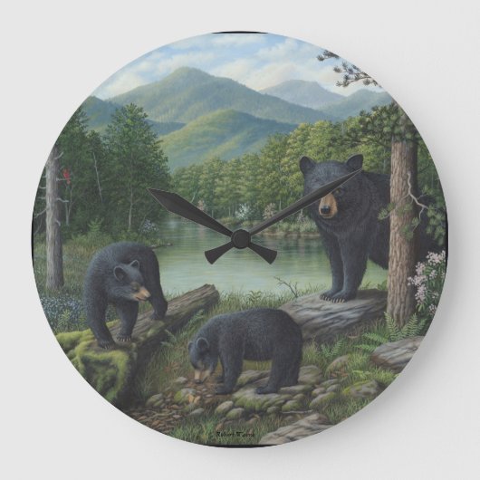 Zwarte Beren wandklok (Voorkant)