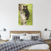 Zwarte berenjong in boom canvas afdruk (Insitu (Slaapkamer))