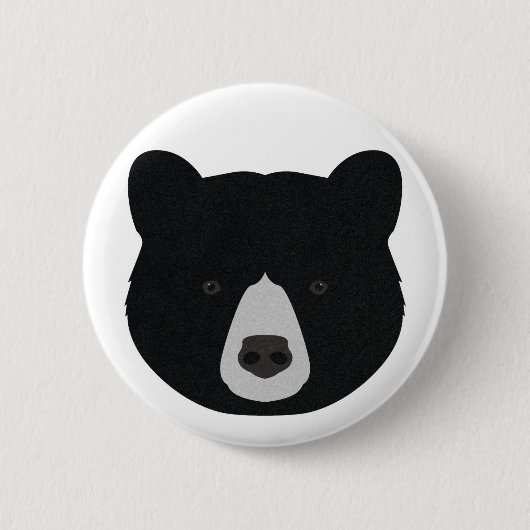 Zwarte berenkop ronde button 5,7 cm (Voorkant)