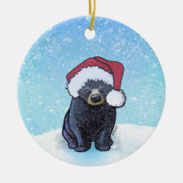 Zwarte berenwelp met Kerst Keramisch Ornament