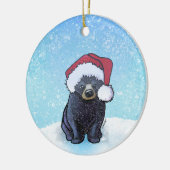 Zwarte berenwelp met Kerst Keramisch Ornament (Links)