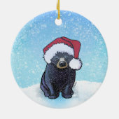 Zwarte berenwelp met Kerst Keramisch Ornament (Achterkant)