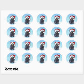 Zwarte berenwelp met Kerst Ronde Sticker (Vel)