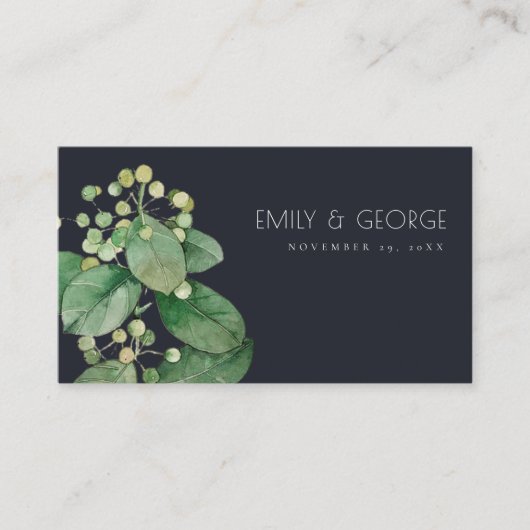 ZWARTE BERRY LEAFY FOLIAGE GREENERY WEDDING WEBSIT VISITEKAARTJE (Voorkant)