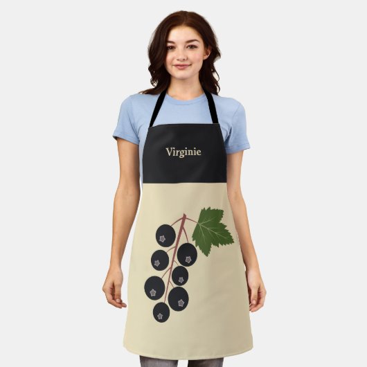 zwarte bes schort (Gedragen)