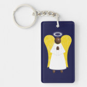 Zwarte beschermengel, (dubbelzijdige) sleutelring sleutelhanger (Voorkant)