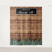 Zwarte besneeide houten bos Sweet 16 foto achtergr Wandkleed (Voorkant)