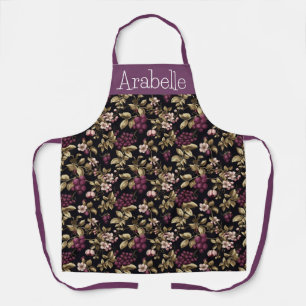 Zwarte bessen bessen met Cream Flowers Schort