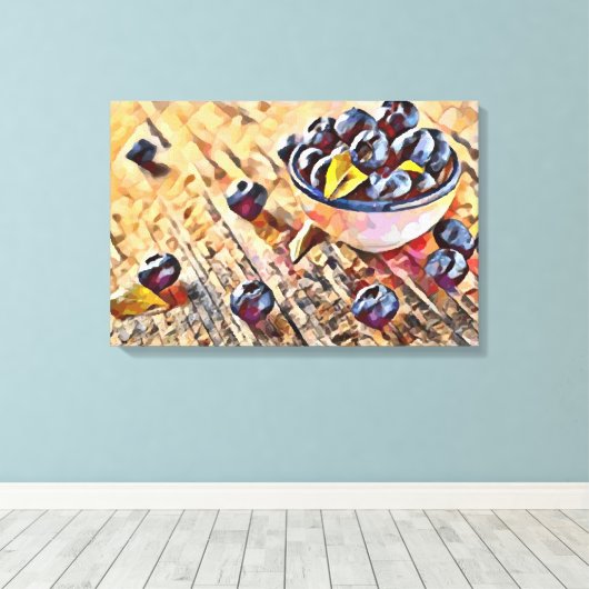 Zwarte bessen canvas afdruk (Insitu (Houten vloer))