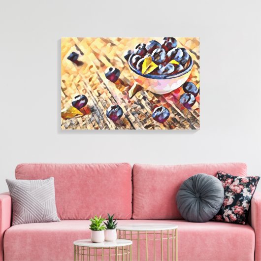 Zwarte bessen canvas afdruk (Insitu (Woonkamer))