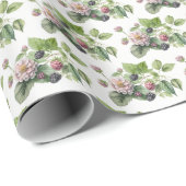 Zwarte bessen en bloesems op White Cadeaupapier (Rol Hoek)