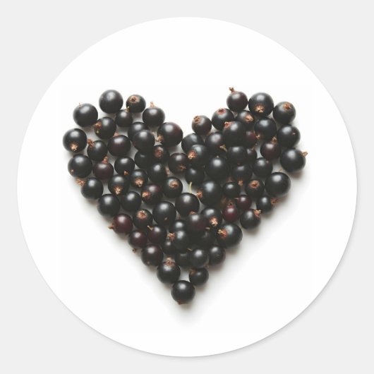 Zwarte bessen hart ronde sticker (Voorkant)