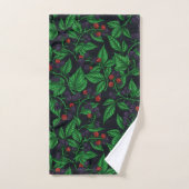 Zwarte bessen op donkergrijs bad handdoek (Handdoek)