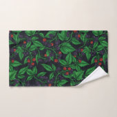 Zwarte bessen op donkergrijs bad handdoek (Handdoek)