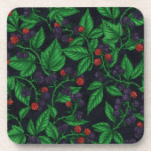 Zwarte bessen op donkergrijs bier onderzetter (Voorkant)