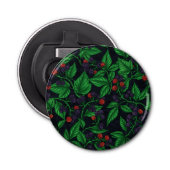 Zwarte bessen op donkergrijs button flesopener (Voorkant)