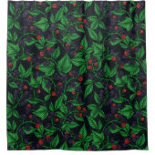 Zwarte bessen op donkergrijs douchegordijn (Voorkant)