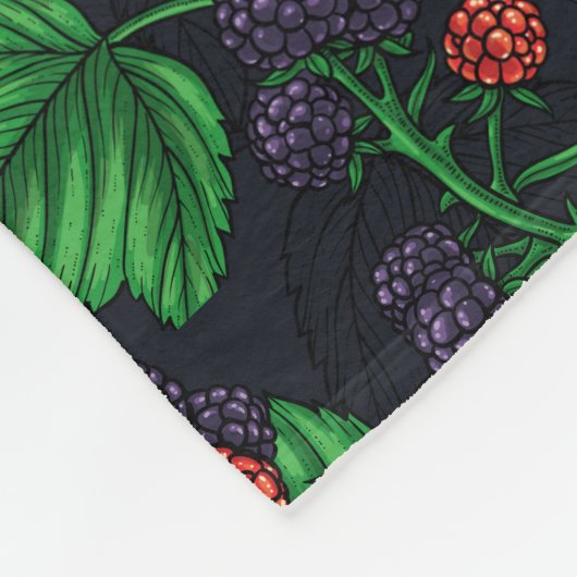 Zwarte bessen op donkergrijs fleece deken (Hoek)
