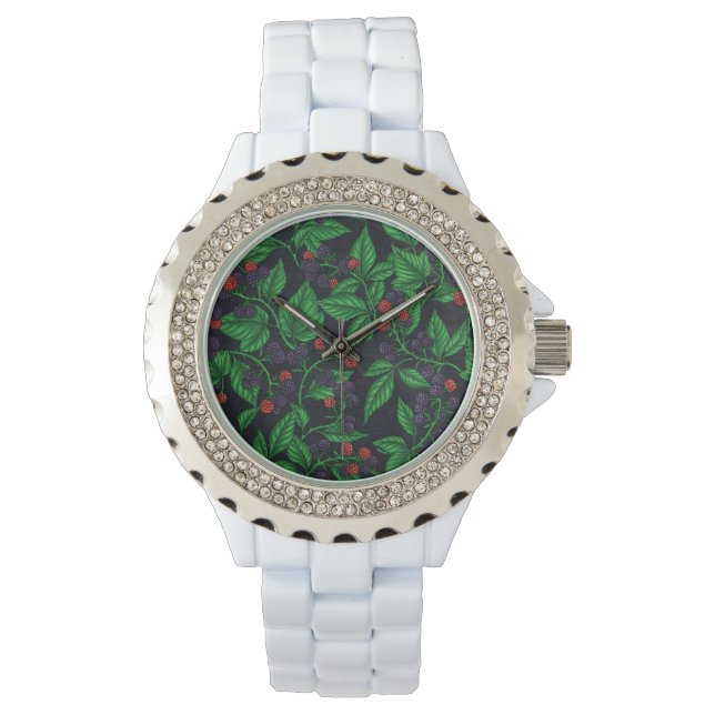 Zwarte bessen op donkergrijs horloge (Voorkant)