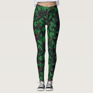 Zwarte bessen op donkergrijs leggings