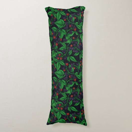 Zwarte bessen op donkergrijs lichaamskussen (Voorkant Verticaal)