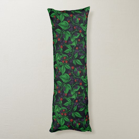 Zwarte bessen op donkergrijs lichaamskussen (Achterkant (Verticaal))