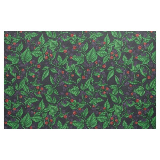 Zwarte bessen op donkergrijs stof (Fat Quarter)