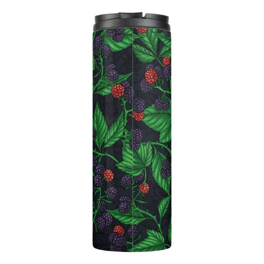 Zwarte bessen op donkergrijs thermosbeker (Achterkant)
