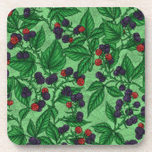 Zwarte bessen op groen bier onderzetter (Voorkant)