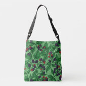 Zwarte bessen op groen crossbody tas (Achterkant)