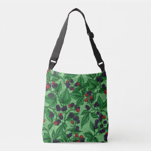 Zwarte bessen op groen crossbody tas