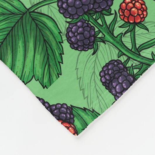 Zwarte bessen op groen fleece deken (Hoek)
