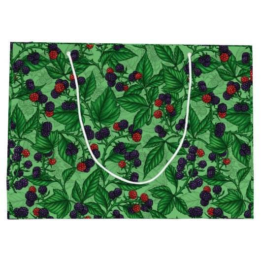 Zwarte bessen op groen groot cadeauzakje (Achterkant)