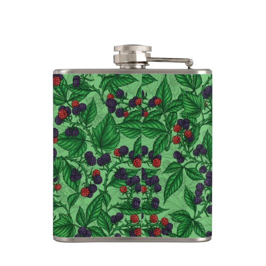 Zwarte bessen op groen heupfles (Achterkant)