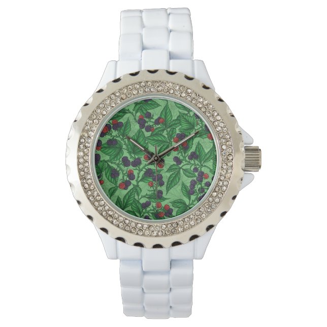 Zwarte bessen op groen horloge (Voorkant)