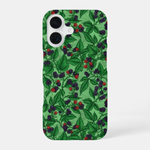Zwarte bessen op groen iPhone 16 hoesje