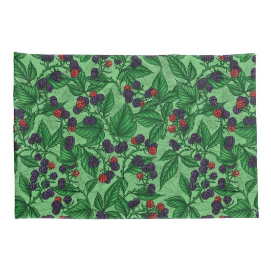 Zwarte bessen op groen kussensloop (Achterkant-Rechts)