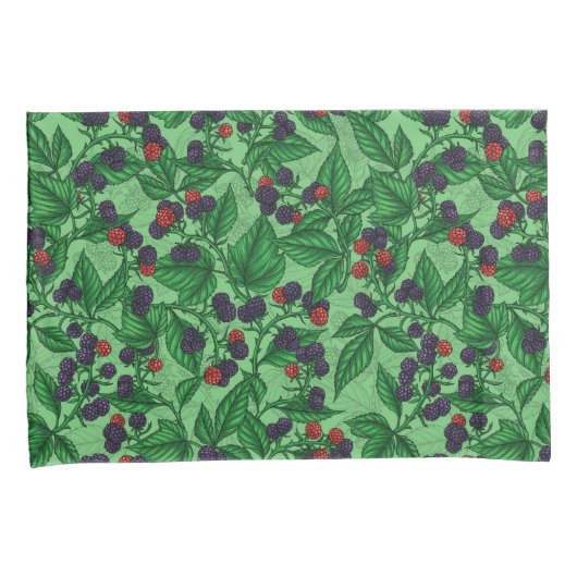 Zwarte bessen op groen kussensloop (Voorkant-Rechts)
