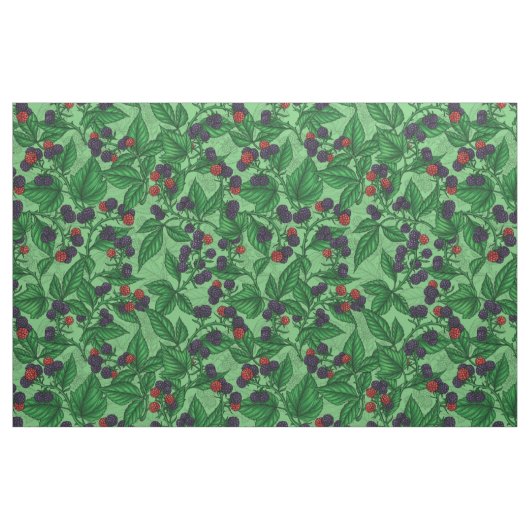 Zwarte bessen op groen stof (Fat Quarter)