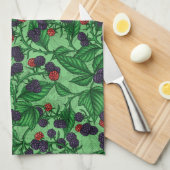 Zwarte bessen op groen theedoek (Quarter Fold)