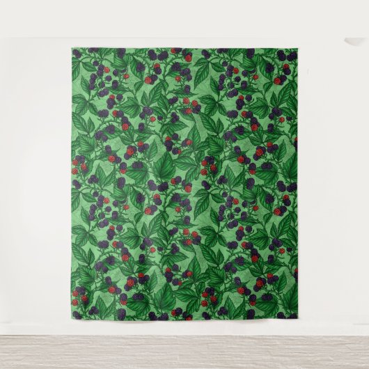 Zwarte bessen op groen wandkleed (Voorkant)