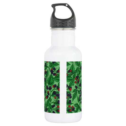 Zwarte bessen op groen waterfles (Achterkant)