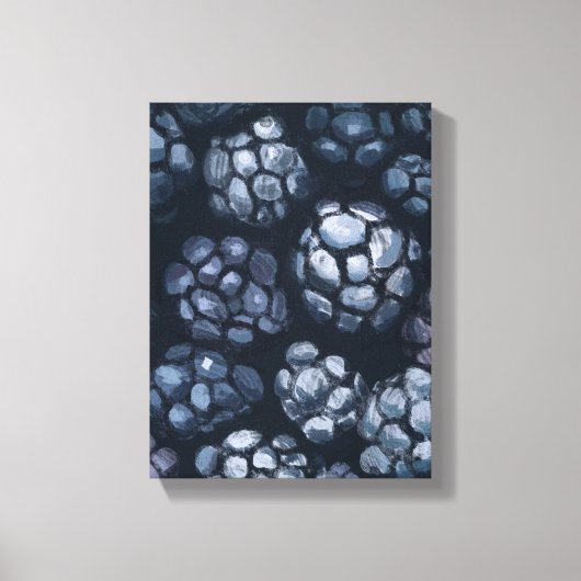 Zwarte Bessen Schilderij - Stilleven Illustratie Canvas Afdruk (Voorkant)
