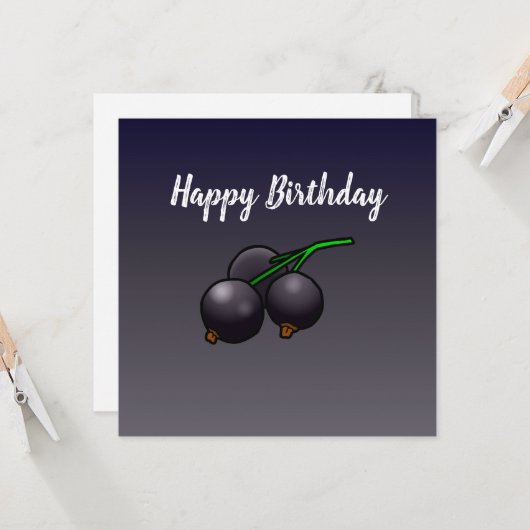 Zwarte bessen Verjaardag Kaart (Voorkant / Achterkant in situ)